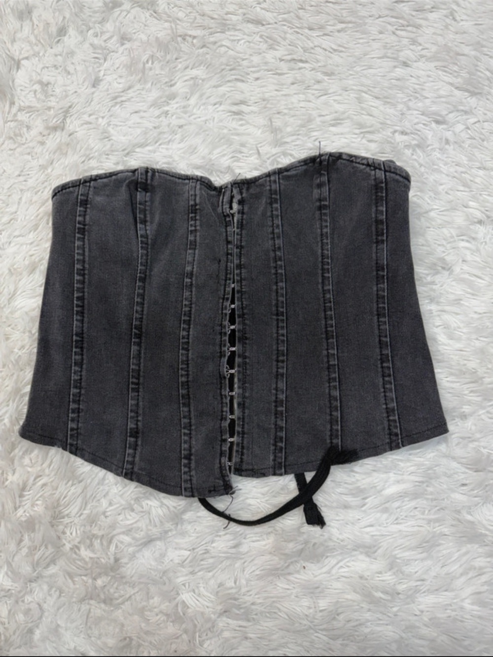 Bdg Black Washed Denim Corset Top